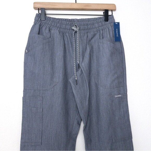 [SET] NWT Jaanuu 3-Pocket Scrub Top S Heathered Grey Slim 8 Pocket Cargo Pant XS - Picture 11 of 14
